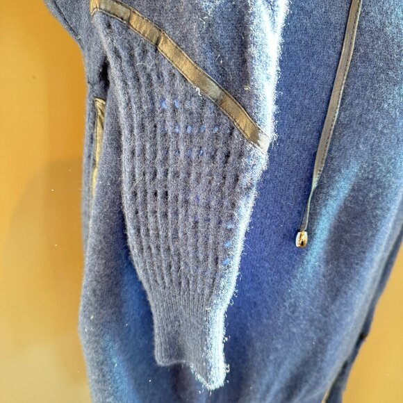 One Grey Day Cashmere & Leather Trim Hoodie Sweater - Picture 7 of 11